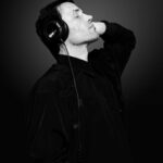 Hi-Fi Headphones 1 man person music black and white white photography
